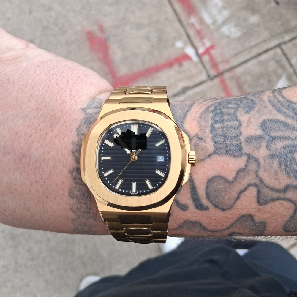 Gold Watch with Black Dial